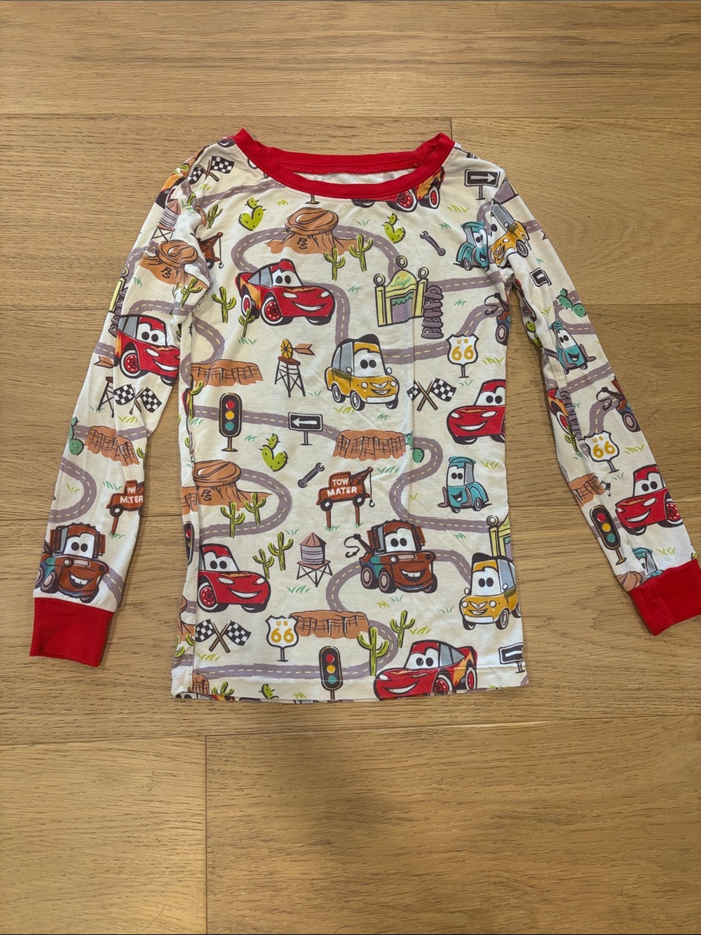 Little Sleepies Red Trim Cars Print Pajama Top